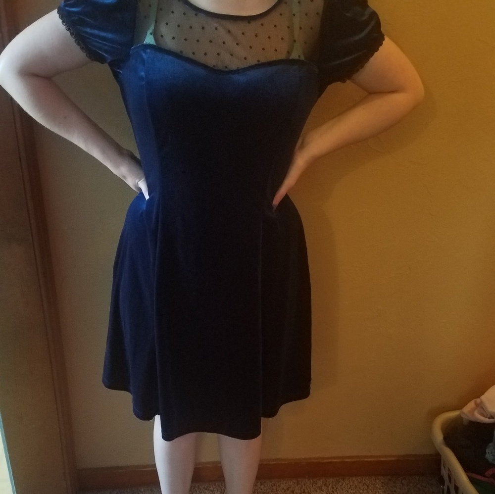 Hot Topic Blue Velvet Dress
